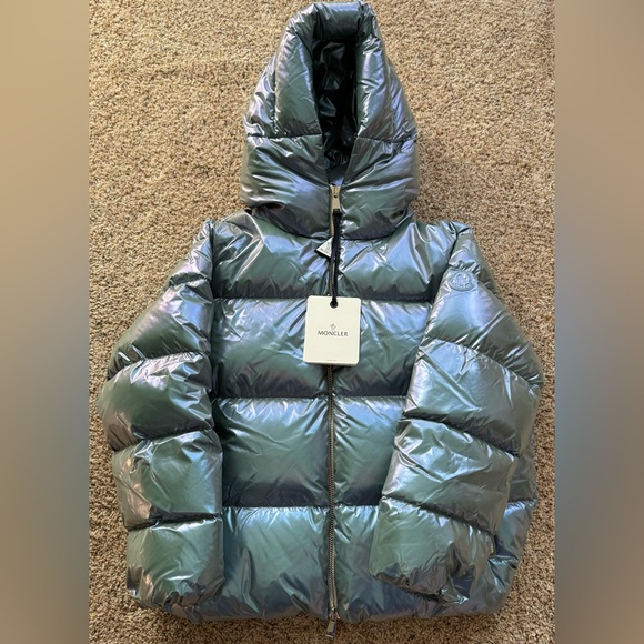 NWT Moncler Frasne Short Down Jacket - 700 Iridescent Blue - Picture 7 of 16
